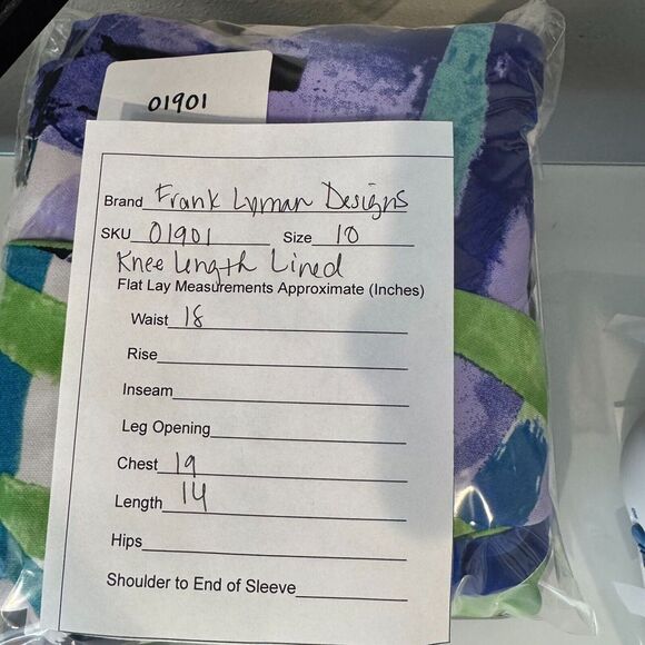 Frank Lyman Designs Dress Size 10 Womens Multicolor Shift Lined Knee Length - Picture 6 of 6